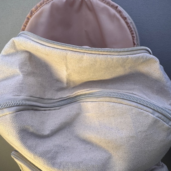 BEIS Cream Canvas Backpack with Blush Tan Trim - Picture 13 of 14